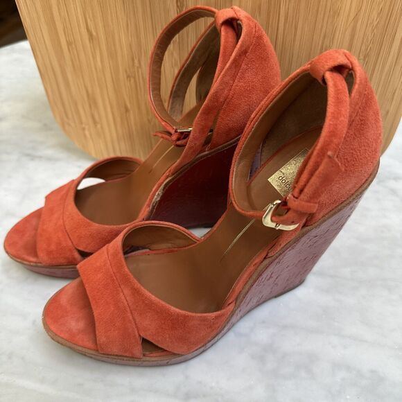 Dolce Vita Platform Wedge Heels Nubuck Size 8M Red/Orange - Picture 15 of 15